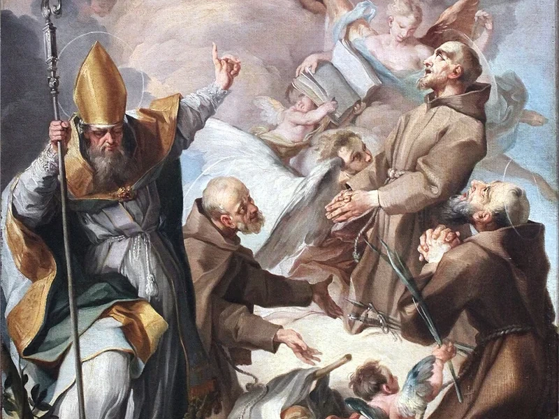 1686-Pietro Ligari - Tre santi cappuccini e un vescovo adorano Cristo e la croce - Städelsches Kunstinstitut und Städtische Galerie